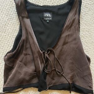 Zara Chocolate Brown Tie-Front Camisole